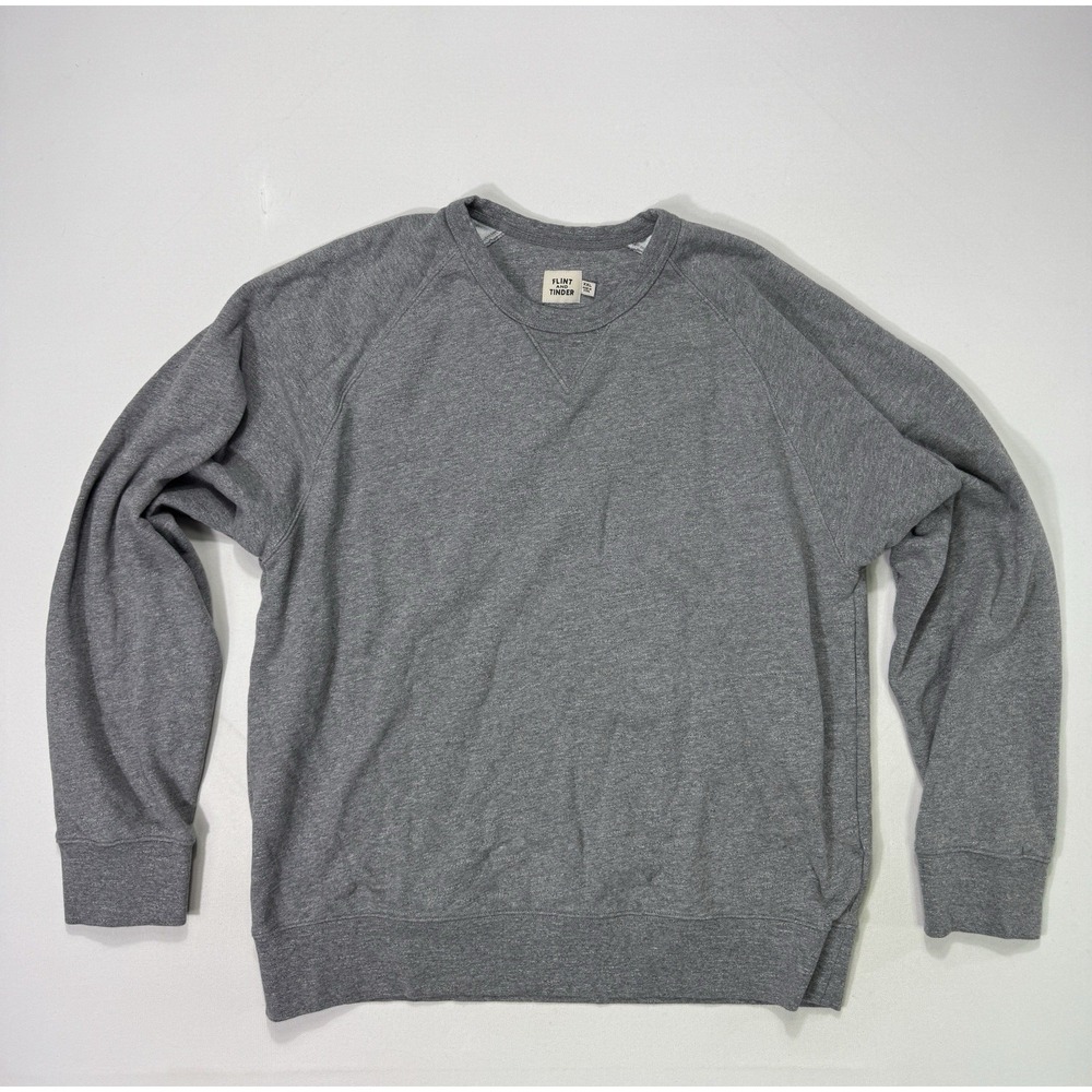 Flint and Tinder Mens 2XL Crewneck Sweatshirt Grey Cotton Pullover Outdoor Work
